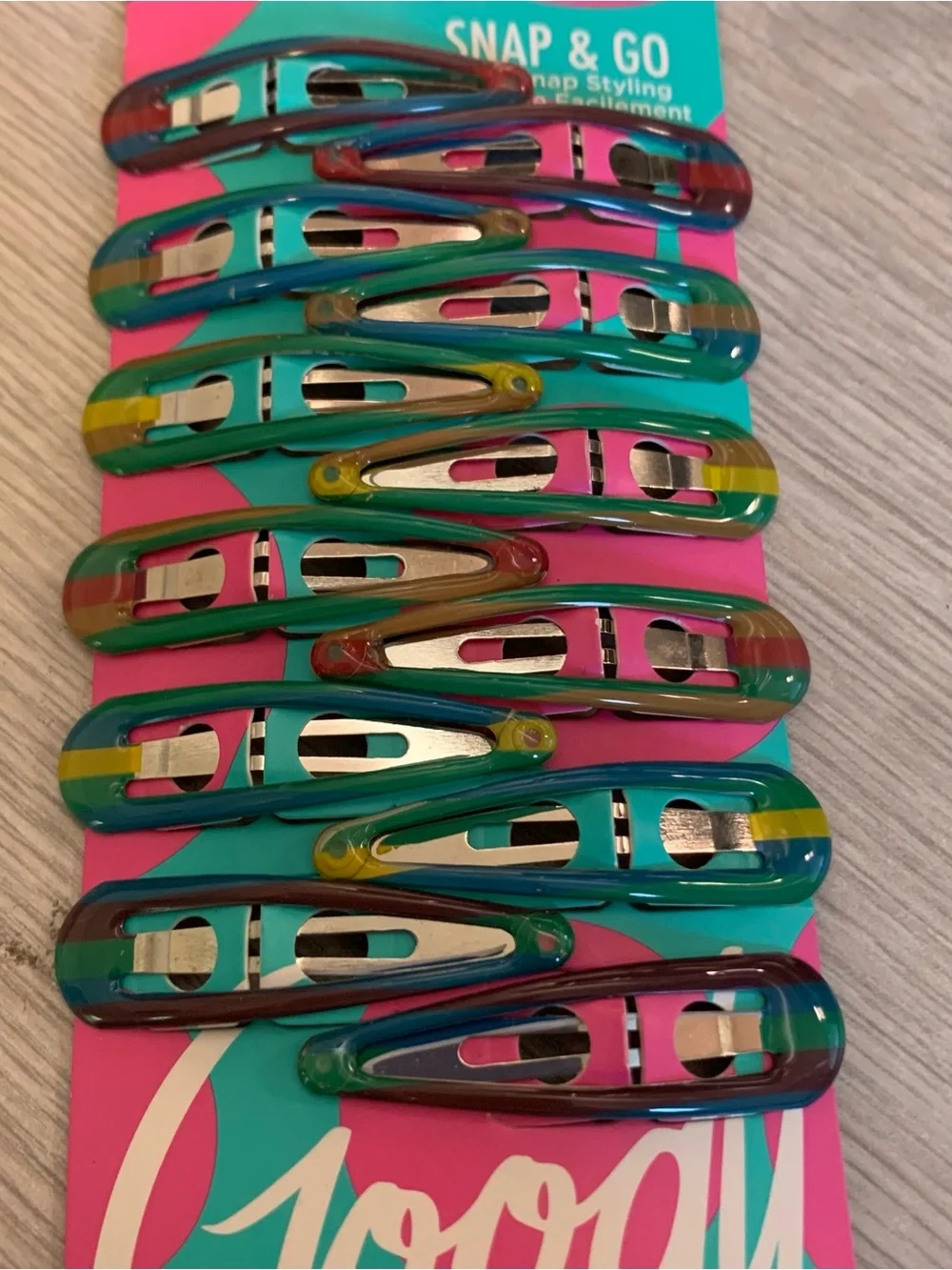 Goody Kids Metal Contour Snap & Go Clips 12 Count Assorted Multi Colors NEW